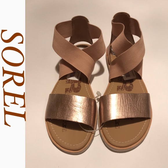 sorel gold strappy sport sandals